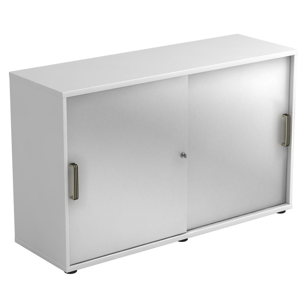 Schuifdeurkast - Wit/Zilver - 120 x 40 x 74,8 cm - Beta 1752S