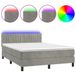 vidaXL Boxspringbed met matras en LED-verlichting, fluweel, lichtgrijs, 140x200 cm