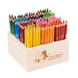 JOLLY Classpack Wood, X-Big, Basic kleuren, houten doos met 144 kleurpotloden, 12 basiskleuren, onbreekbaar en niet giftig, extra dikke vulling, ideaal voor school en kleuterschool