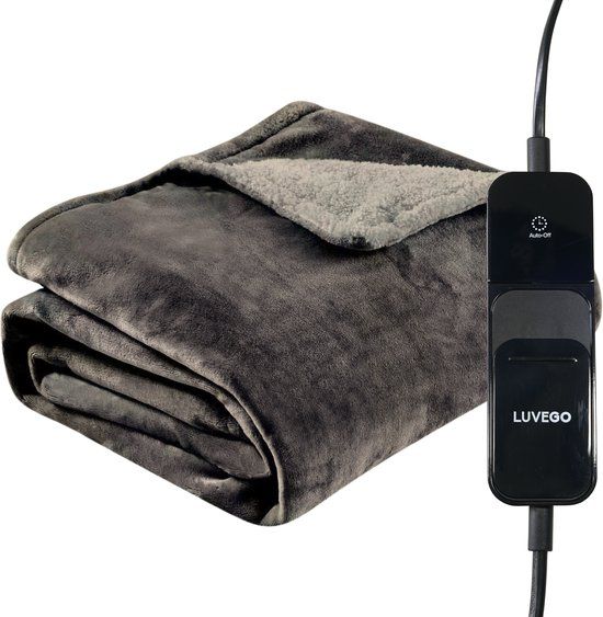 Luvego Elektrische Deken 1 Persoons - 160x120CM - Fleece - Grijs