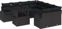 vidaXL Tuinbank Set - 9-delig - Zwart - Polyrattan