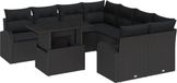 vidaXL Tuinbank Set - 9-delig - Zwart - Polyrattan