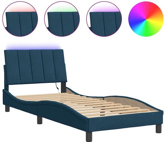 vidaXL Bedframe Hanko Fluweel Blauw 90x200 cm