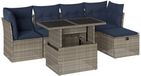 vidaXL Ensemble de banc de jardin 6 pièces avec coussins, gris, polyrotin