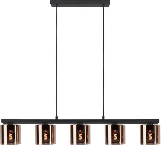 Eglo Cadley Hanglamp Koperglas E27 Zwart 121 cm