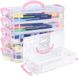 Sans marque Organisateur de stylos - 2 Pièces 3 Niveaux Empilable avec Poignées et Fermeture par Clic - Pour Bureau et Fournitures de Dessin - Rose clair