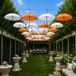 Makito Western Europe Paraplu tuin decoratie - set 8x stuks - blanc/orange - dia 130 cm