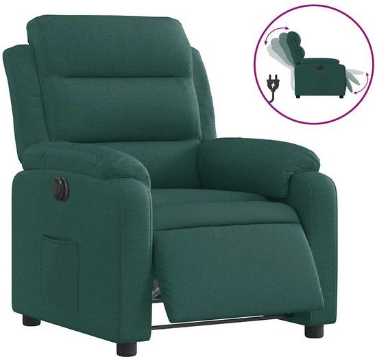 vidaXL Fauteuil verstelbaar elektrisch stof donkergroen