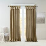 Madison Park Emilia Faux Silk Gordijn met inkijkvoering, doe-het-zelf Twist Tab Top, raamgordijnen voor woonkamer, slaapkamer en slaapzaal, 50x108, brons