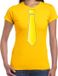 Bellatio Decorations Verkleed t-shirt voor dames - stropdas geel - geel - carnaval - foute party M