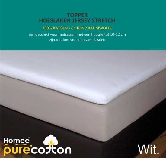 Homee HomÃ©Ã© - Topper Hoeslaken Jersey Stretch 160g.m2 - wit - 160x200/210/220-10+20cm