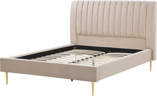 MARVILLE - Tweepersoonsbed - Beige - 160 x 200 cm - Fluweel