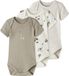 NAME IT NBNBODY 3P SS ANIMAL NOOS Body Unisexe Bébé Coton Imprimé Animal Vert/Blanc/Gris Printemps/Été 2026 (Set de 3)