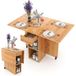Shally Dogan Inklapbare eettafel met wielen, inklapbaar, met 2 planken en 1 lade, modern design, veelzijdig inzetbaar, ideaal voor thuis, kantoor, 120 x 77 x 75 cm (hout)