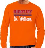 Bellatio Decorations Koningsdag oranje sweater - biertje ik Willem - heren - trui XXL