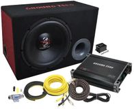 Ground Zero GZ BASS KIT 12.300 - Autosubwoofer - 12" basreflex subwooferbehuizing - Complete set met versterker & kabelset