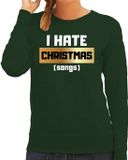 Bellatio Decorations Shoppartners Bv Foute Kersttrui / sweater - I hate Christmas songs - Haat aan kerstmuziek / kerstliedjes - groen voor dames - kerstkleding / kerst outfit L