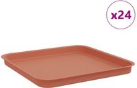 vidaXL Plat de fleurs carré 24 pièces Rouge brique 32 x 32 x 2,5 cm