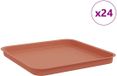 vidaXL Plat de fleurs carré 24 pièces Rouge brique 32 x 32 x 2,5 cm