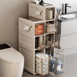 Armoire de salle de bain à trois niveaux avec compartiments ouverts et roulettes, 19 cm de large, meuble de salle de bain