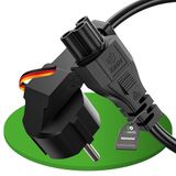 conecto Stroomkabel, geaarde stekker 90° naar C5-bus IEC 90°, Euro stroomkabel voor huishoudelijke apparaten, 1,00 m, zwart