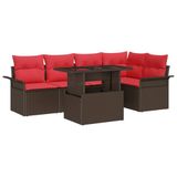 vidaXL Tuinbank - Set - 6 - st - Bruin - [Synthetisch]: - Poly - Riet