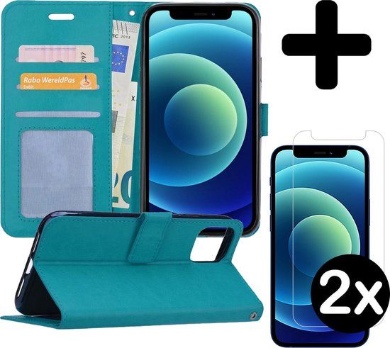 BTH iPhone 12 Pro Book Case - Turquoise - Includes Screen Protector