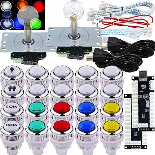 SJ@JX Arcade 2 Player Game Controller LED Buttons Chrome Paint MX ...