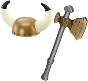 Boland Viking verkleedkleding set - 2 delig - kinderen - vikinghelm met hoorns - hakbijl van 47 cm