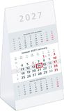 3-Monats-Aufstellkalender 2027: Tischkalender 11x21 cm mit 3 Monaten pro Blatt, Datumsschieber, Wochenzählung, Kopftafel & Fußleiste, Jahresübersicht & Ferien ideal für Büro & Homeoffice