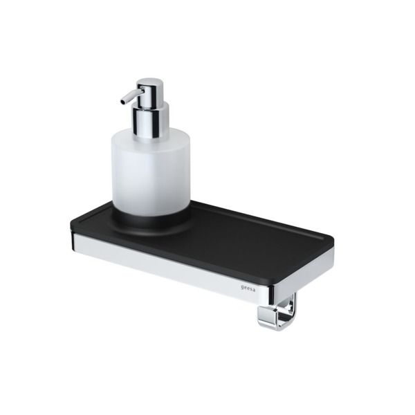 Geesa Frame Collection Zeepdispenser - Zwart/Chroom - Messing - 21x20.5x10.8cm - 918816-02-06