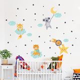 Muursticker Dieren in de maan licht H60 x 90 cm