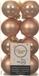 Decoris 16x stuks toffee bruine kerstballen 4 cm - mat/glans - kunststof - inclusief hangers