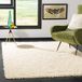 SAFAVIEH Athens Shag Collection SGA119I tapijt, pluisvrij, voor woonkamer, slaapkamer, eetkamer, entree, pluche, 3,8 cm dik, 90 x 150 cm, ivoorkleurig