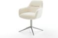 DELIFE Chaise de salle à manger Pejo-Flex pied croisé acier inoxydable teddy beige pivotant à 360° fonction basculante noyau à ressorts ensachés