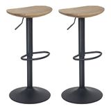 YOUNIKE Set van 2 Vintage Verstelbare Swivel Metalen Swivel Barkruk Elm Ovale Barkruk Hoge Barkruk Keuken Keuken Barkruk
