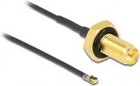 Delock MHF 4L LK (v) - RP-SMA (v) kabel met afdichtring - Micro Coax (1,37 mm) - 50 Ohm / zwart - 0,50 meter