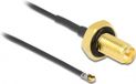 Delock MHF 4L LK (v) - RP-SMA (v) kabel met afdichtring - Micro Coax (1,37 mm) - 50 Ohm / zwart - 0,50 meter