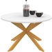Idmarket - Table basse Gisele ronde 70 cm pied araignée plateau blanc et pied effet bois