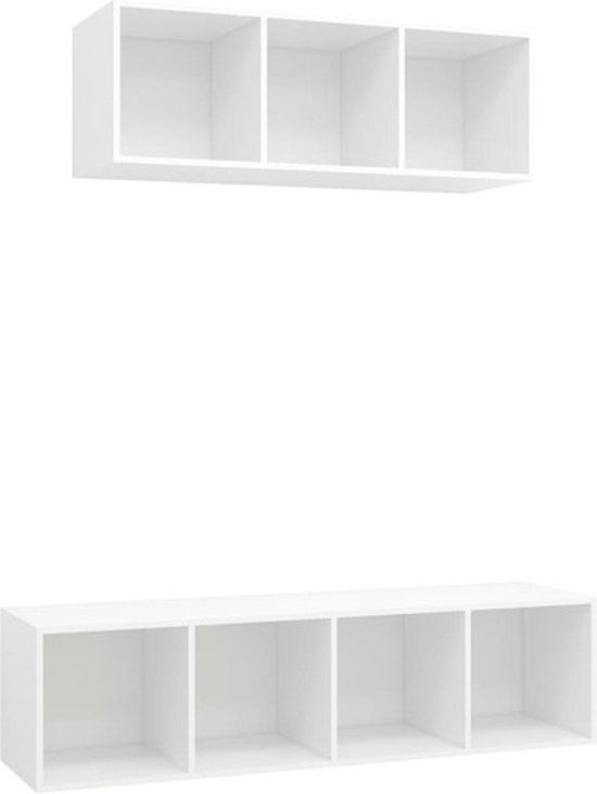 vidaXL 2-delige Tv-meubelset spaanplaat wit