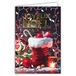 Afie 61-6039 Wenskaart Vrolijk Kerstmis met envelop en collage EN RELIEF goud glanzend fonkelende kerstman laarzen geschenken suikerstok kaars adventskalender lichtketting