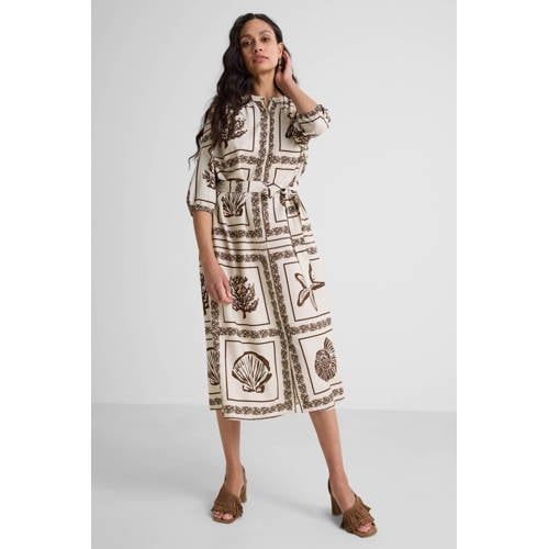 Ruby Ruby maxi overhemdjurk met linnen en schelpenprint