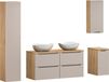 Meuble de salle de bain en chêne avec moulures beige 120 cm ensemble avec deux lavabos