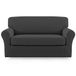 Easy-Going Microvezel stretch bankhoes, 2 stuks, elastaan, zacht, getailleerde bankhoes, wasbare meubelbeschermer met elastische onderkant, kinderen, huisdier (Loveseat, Donkergrijs)