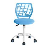 FurnitureR Gamingstoel voor kinderen, bureaustoel, gamerstoel, bureaustoel, ergonomisch modern design, mouwloos, zithoogteverstelling, rubberen wielen, blauw