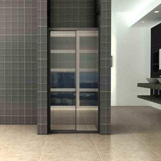 Sanifun Skyline Schuifdeur - 100x200cm - Mat Zwart - 8mm - NANO Coating