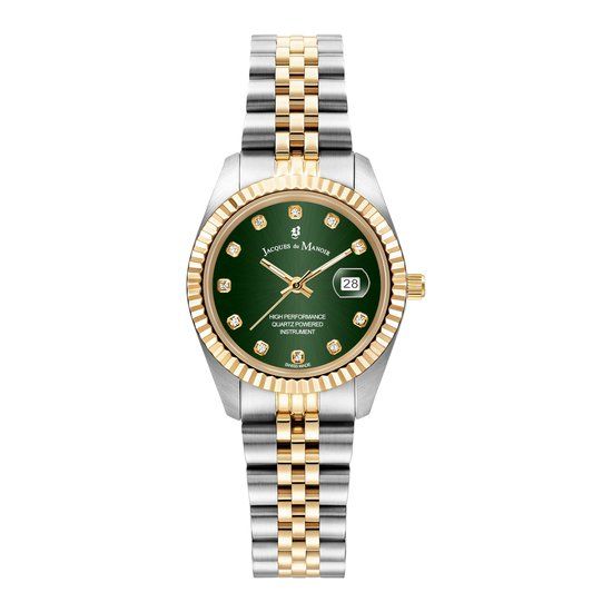 B Jacques du Manoir JWL01206 Inspiration Women's Watch - 31mm - Green Dial - Steel Strap