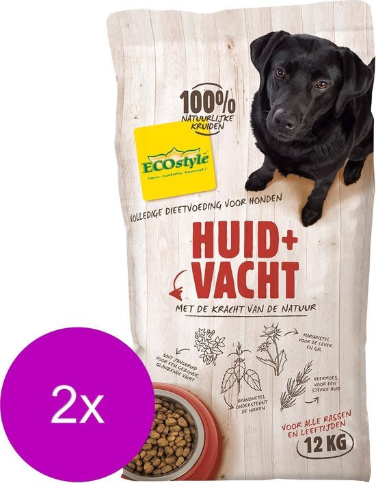 ECOSTYLE Huid + Vacht - Hondenvoer - 2 x 12 kg