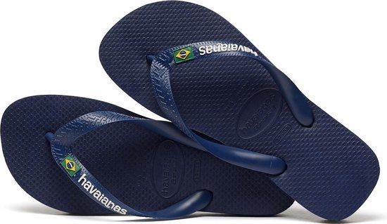 Havaianas Brasil Logo Navy Slippers - Unisex - Maat 43/44