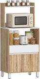 HOMCOM Magnetronkast - Spaanplaat - 60 x 40 x 131 cm - Eiken en wit